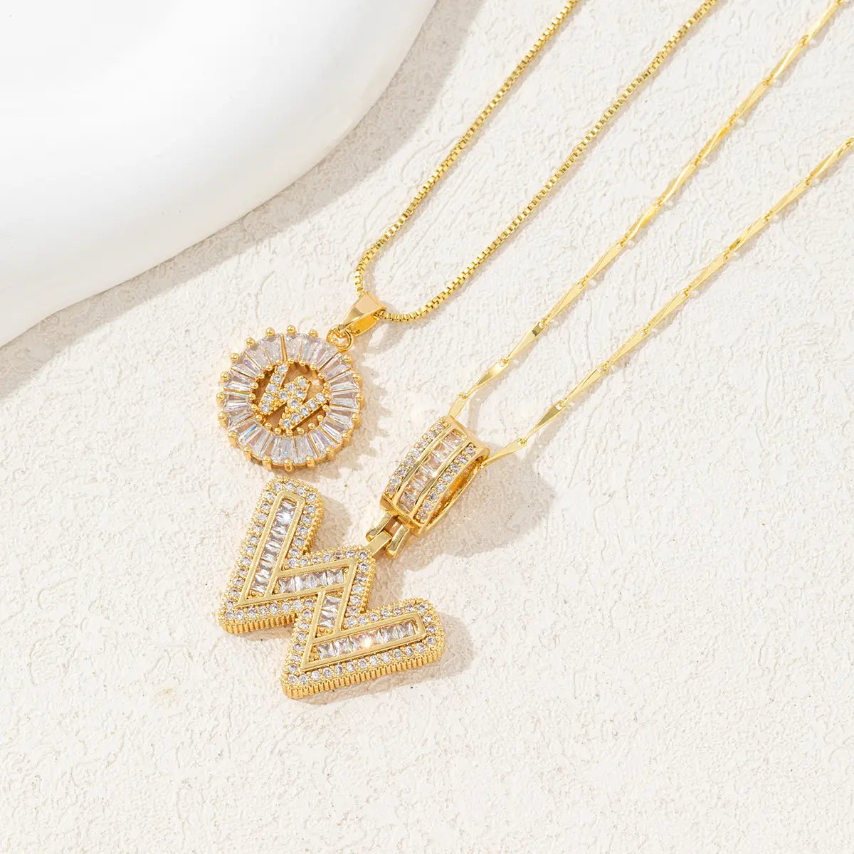 MINDEKA Jewelry 2 Pack Initial Letter Pendant Necklaces 14K Gold Plated Adjustable Chain 17-19'' for Women Valentine'S Day Anniversary Jewelry Set