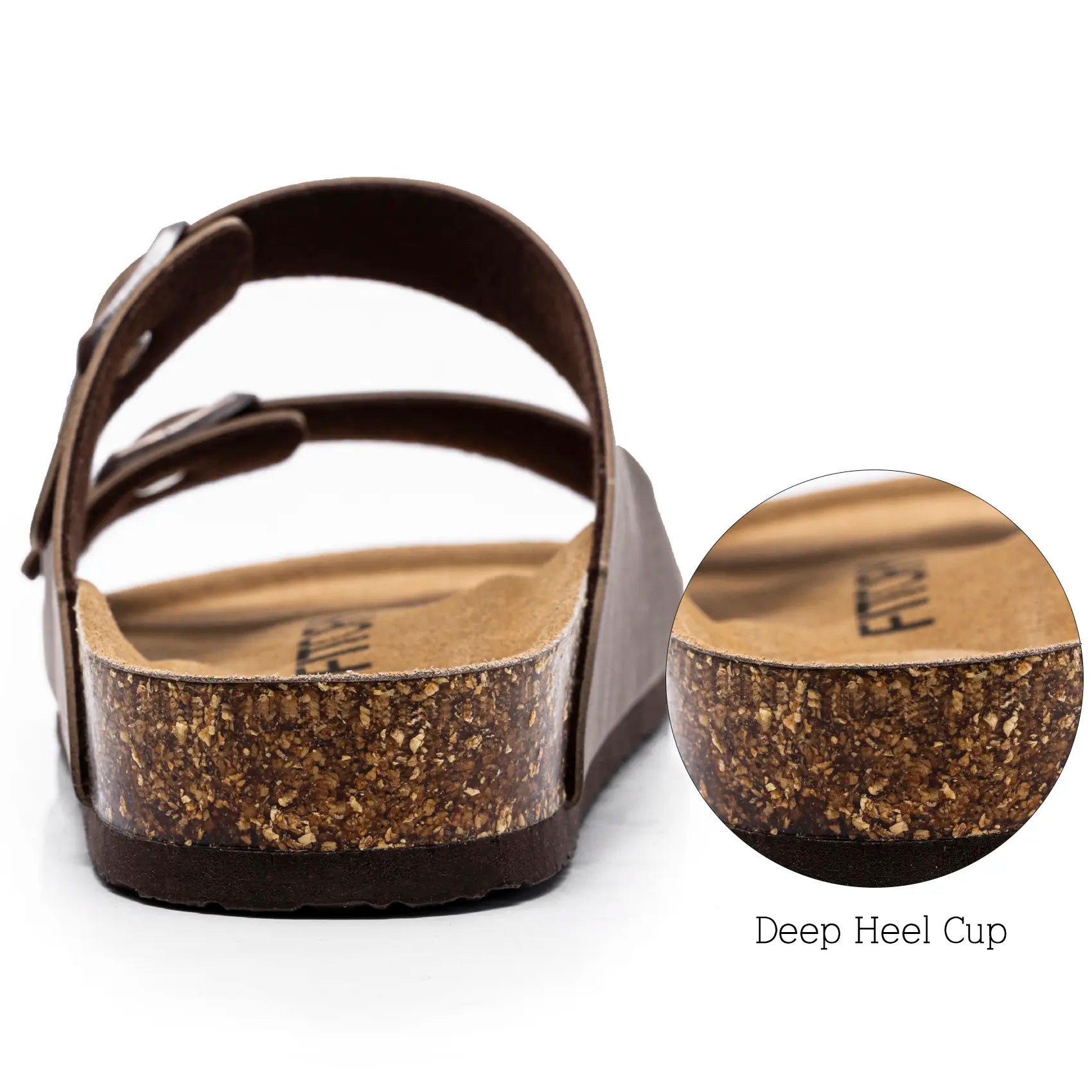 FITORY Balance I | Mens Sandals, Arch Support Slides with Adjustable Buckle Straps and Cork Footbed