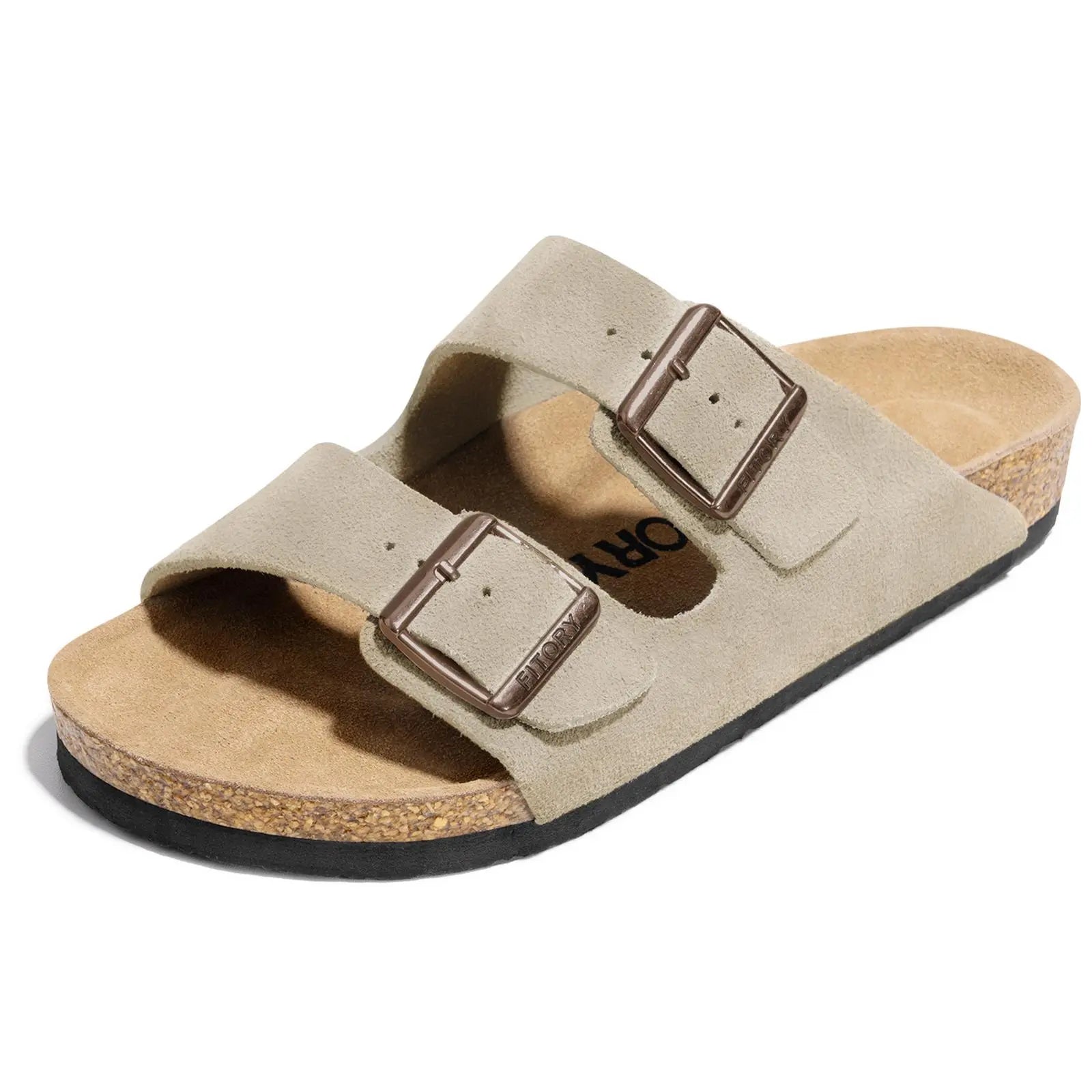 FITORY Balance I | Mens Sandals, Arch Support Slides with Adjustable Buckle Straps and Cork Footbed