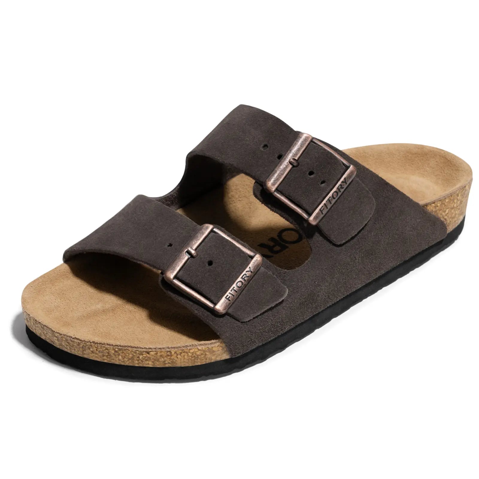 FITORY Balance I | Mens Sandals, Arch Support Slides with Adjustable Buckle Straps and Cork Footbed