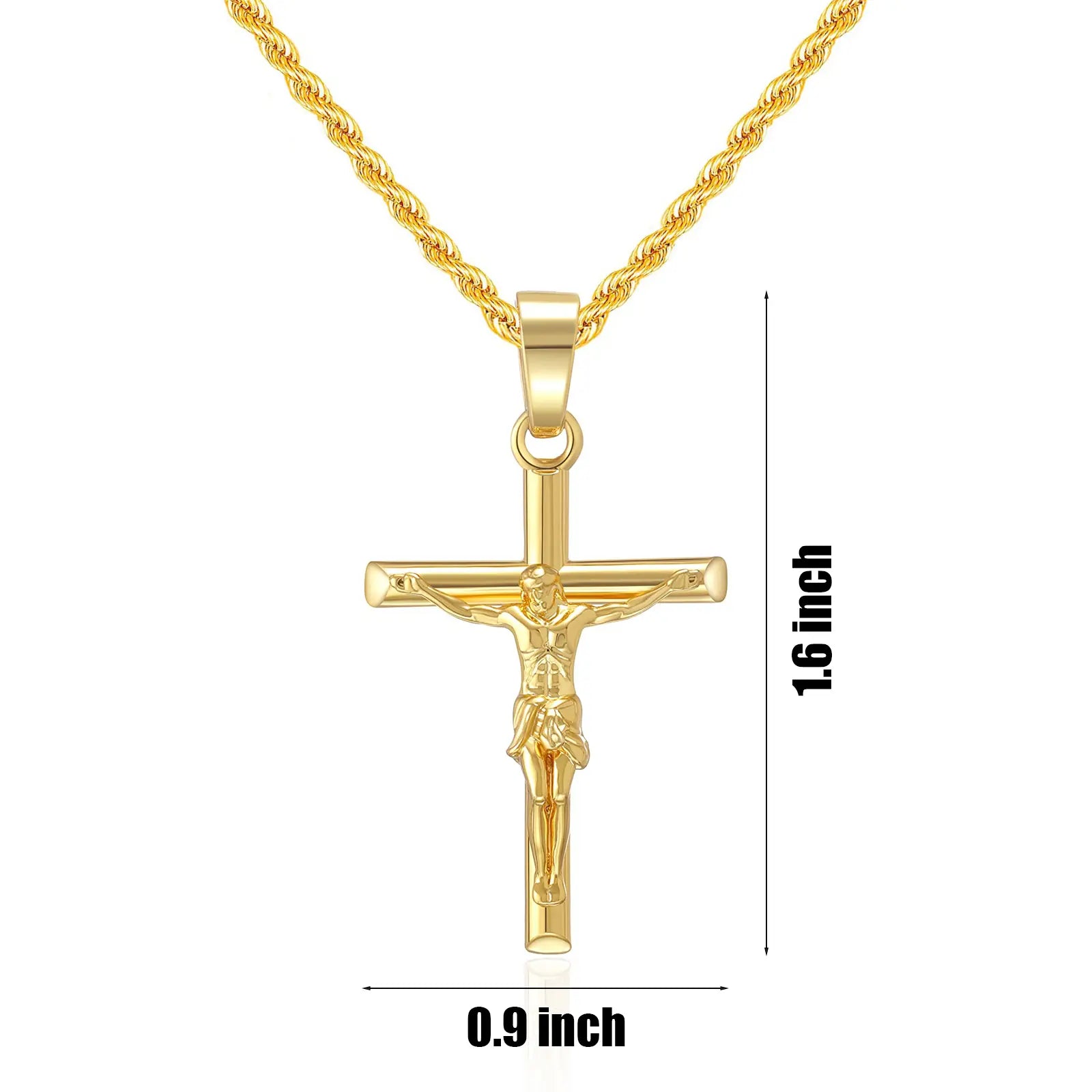 14K Gold Plated Crucifix Cross Necklace for Men and Women Cross Pendant Necklace for Boys 18-24 Inch