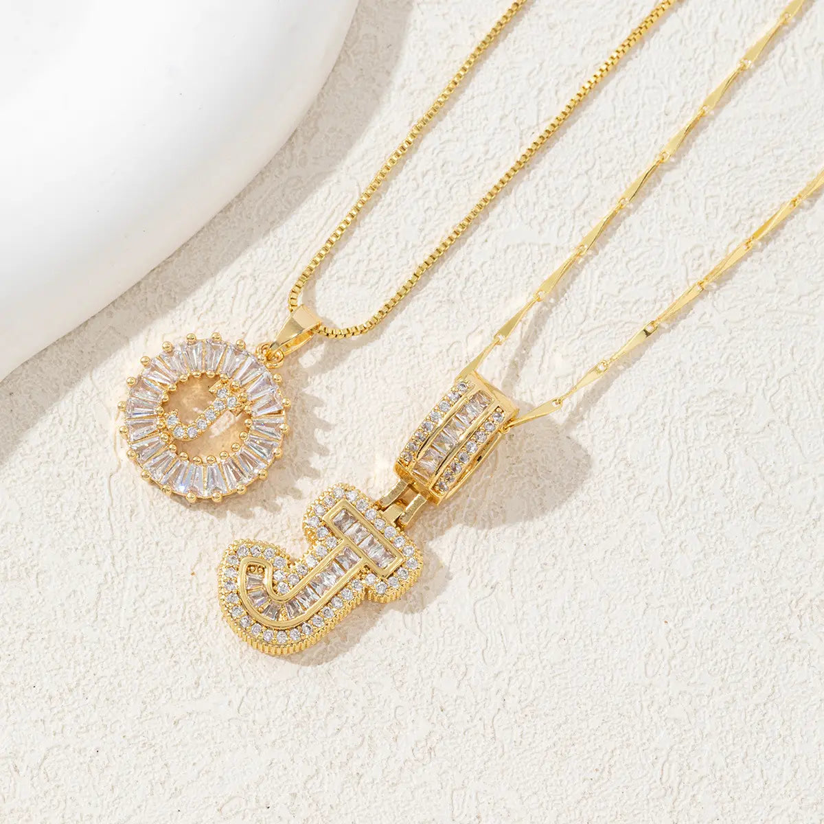 MINDEKA Jewelry 2 Pack Initial Letter Pendant Necklaces 14K Gold Plated Adjustable Chain 17-19'' for Women Valentine'S Day Anniversary Jewelry Set