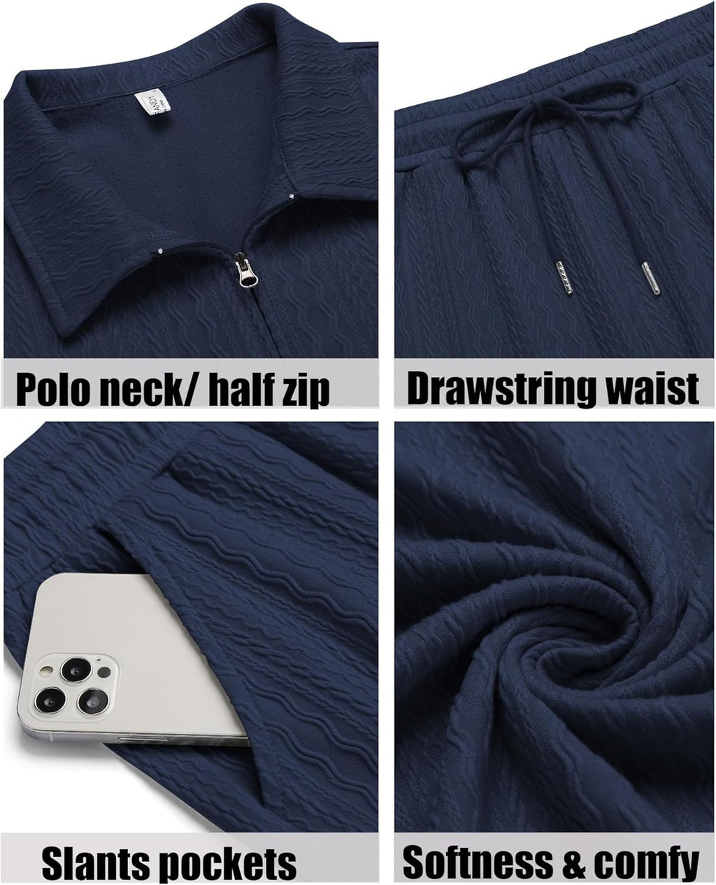 Men'S 2 Pieces Outfits Casual Quarter Zip Polo Shirt and Shorts Set Athletic Jogging Summer Tracksuit