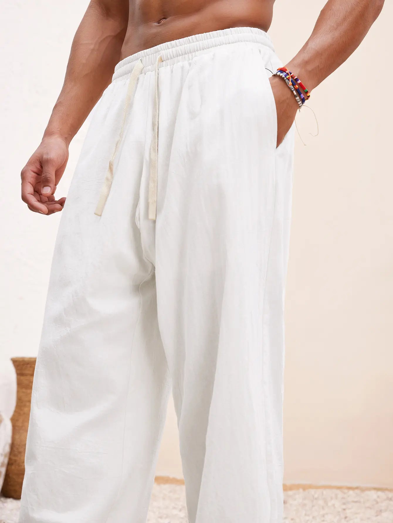 Beach Outfits Vacation Basic Woven Casual Surfing Seaside Beach Fit Linen Pants Beachwear