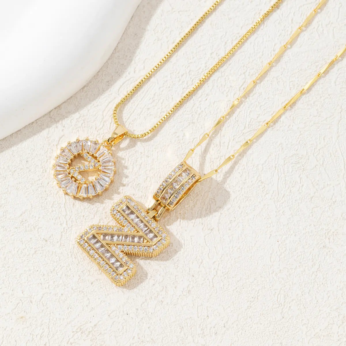 MINDEKA Jewelry 2 Pack Initial Letter Pendant Necklaces 14K Gold Plated Adjustable Chain 17-19'' for Women Valentine'S Day Anniversary Jewelry Set