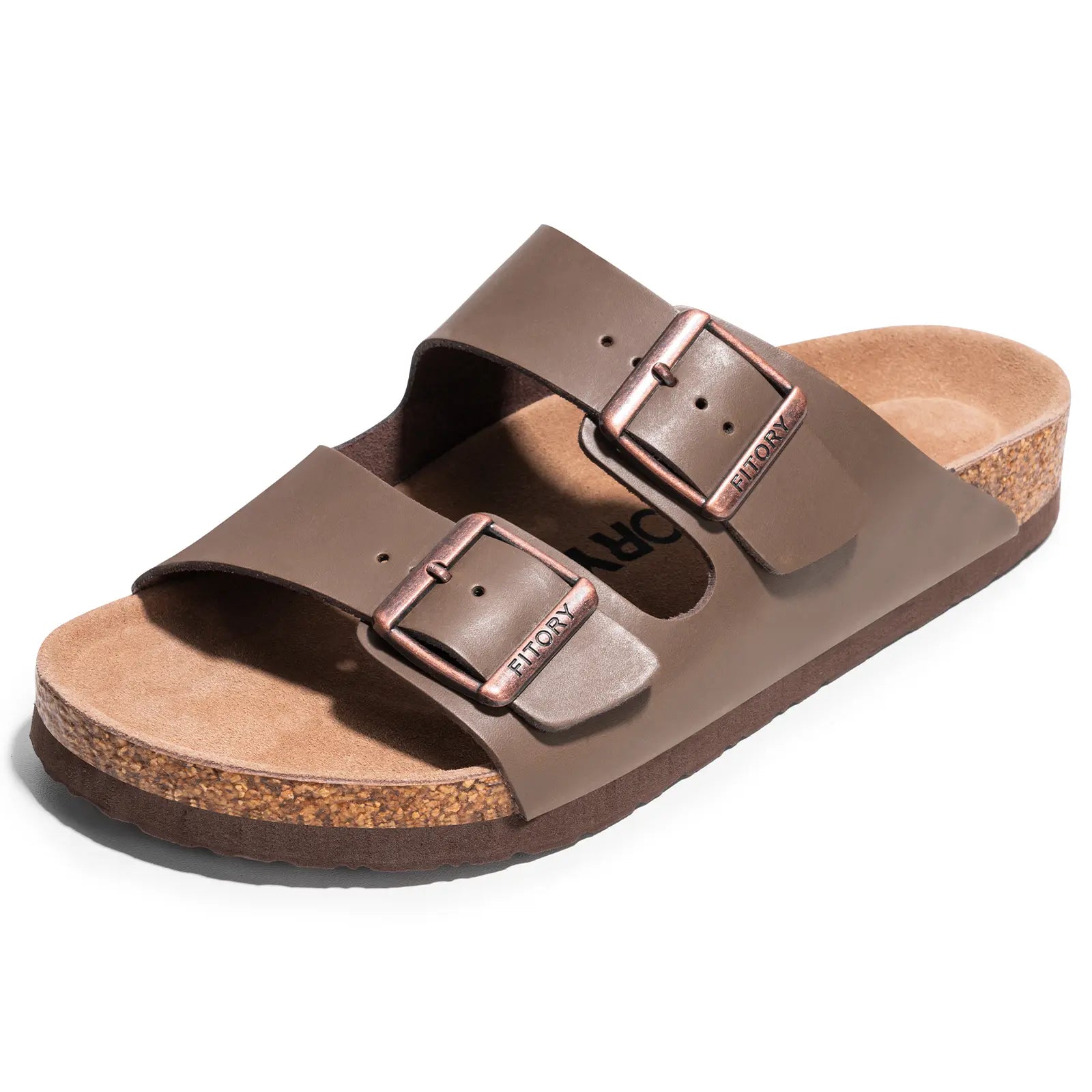 FITORY Balance I | Mens Sandals, Arch Support Slides with Adjustable Buckle Straps and Cork Footbed