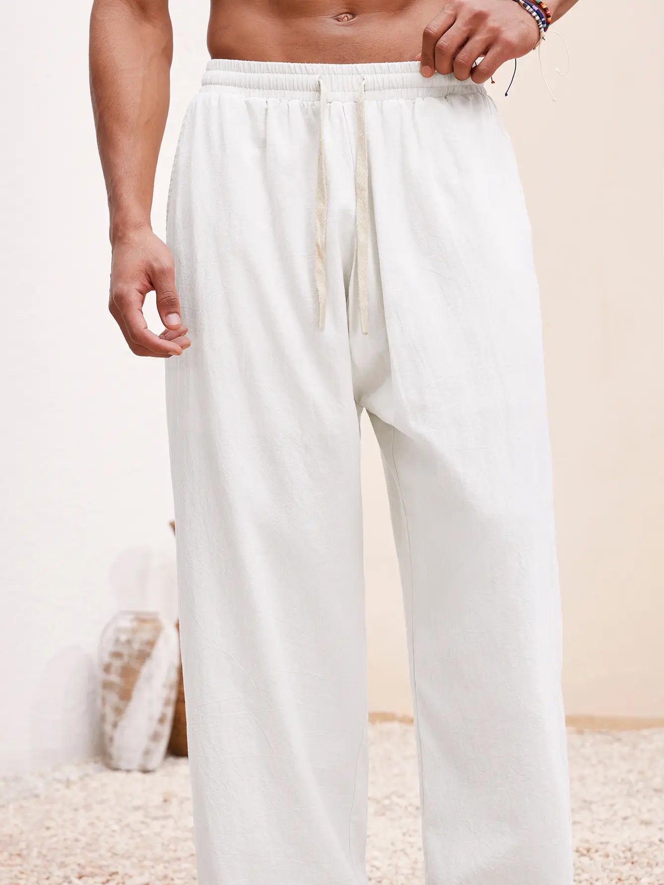 Beach Outfits Vacation Basic Woven Casual Surfing Seaside Beach Fit Linen Pants Beachwear