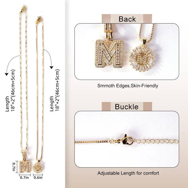 MINDEKA Jewelry 2 Pack Initial Letter Pendant Necklaces 14K Gold Plated Adjustable Chain 17-19'' for Women Valentine'S Day Anniversary Jewelry Set
