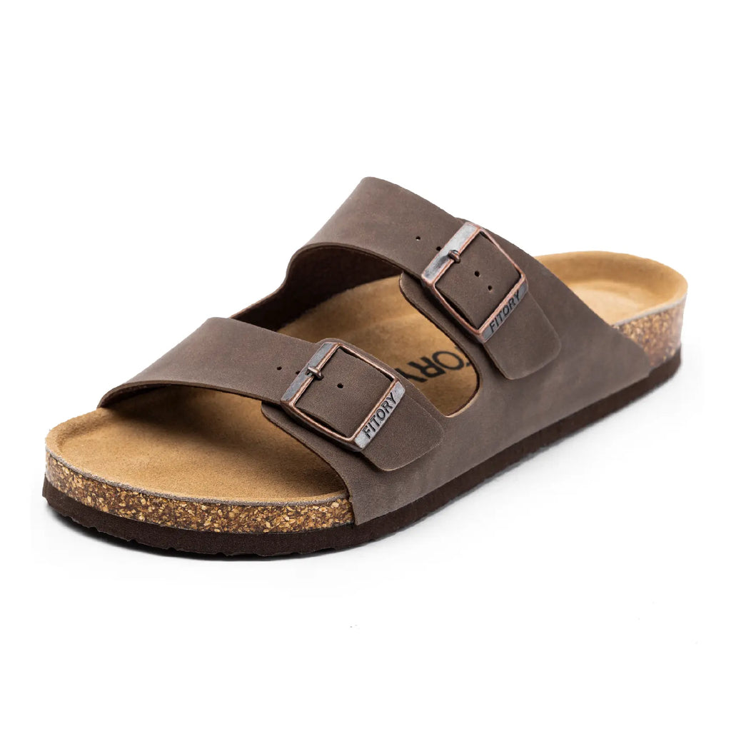 FITORY Balance I | Mens Sandals, Arch Support Slides with Adjustable Buckle Straps and Cork Footbed