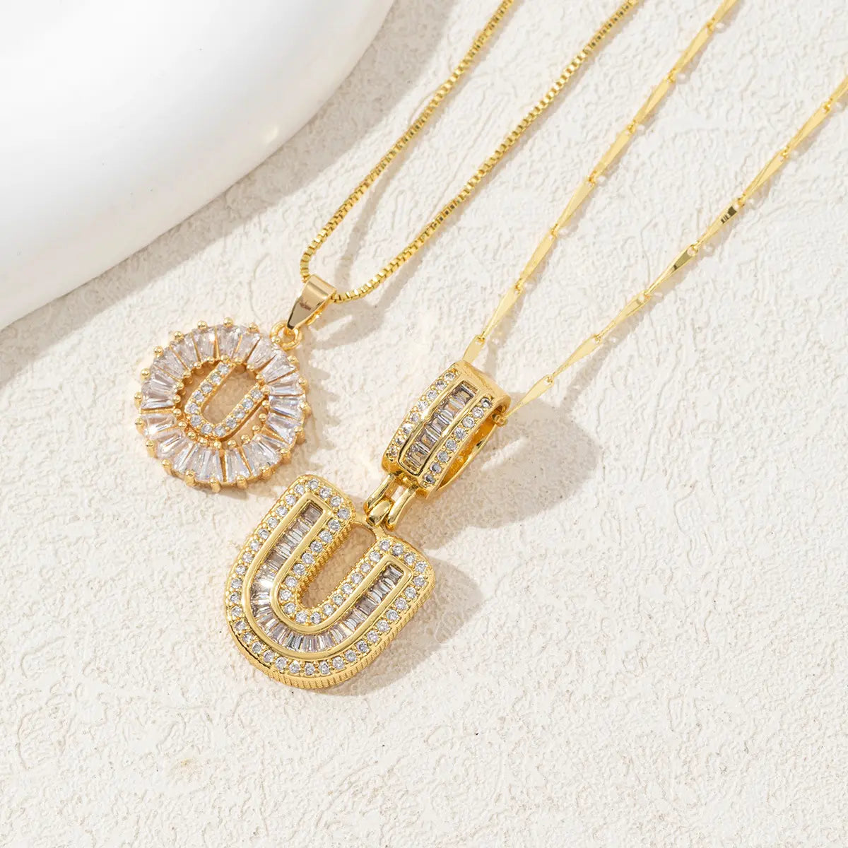 MINDEKA Jewelry 2 Pack Initial Letter Pendant Necklaces 14K Gold Plated Adjustable Chain 17-19'' for Women Valentine'S Day Anniversary Jewelry Set