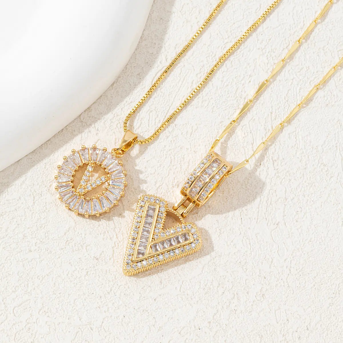 MINDEKA Jewelry 2 Pack Initial Letter Pendant Necklaces 14K Gold Plated Adjustable Chain 17-19'' for Women Valentine'S Day Anniversary Jewelry Set