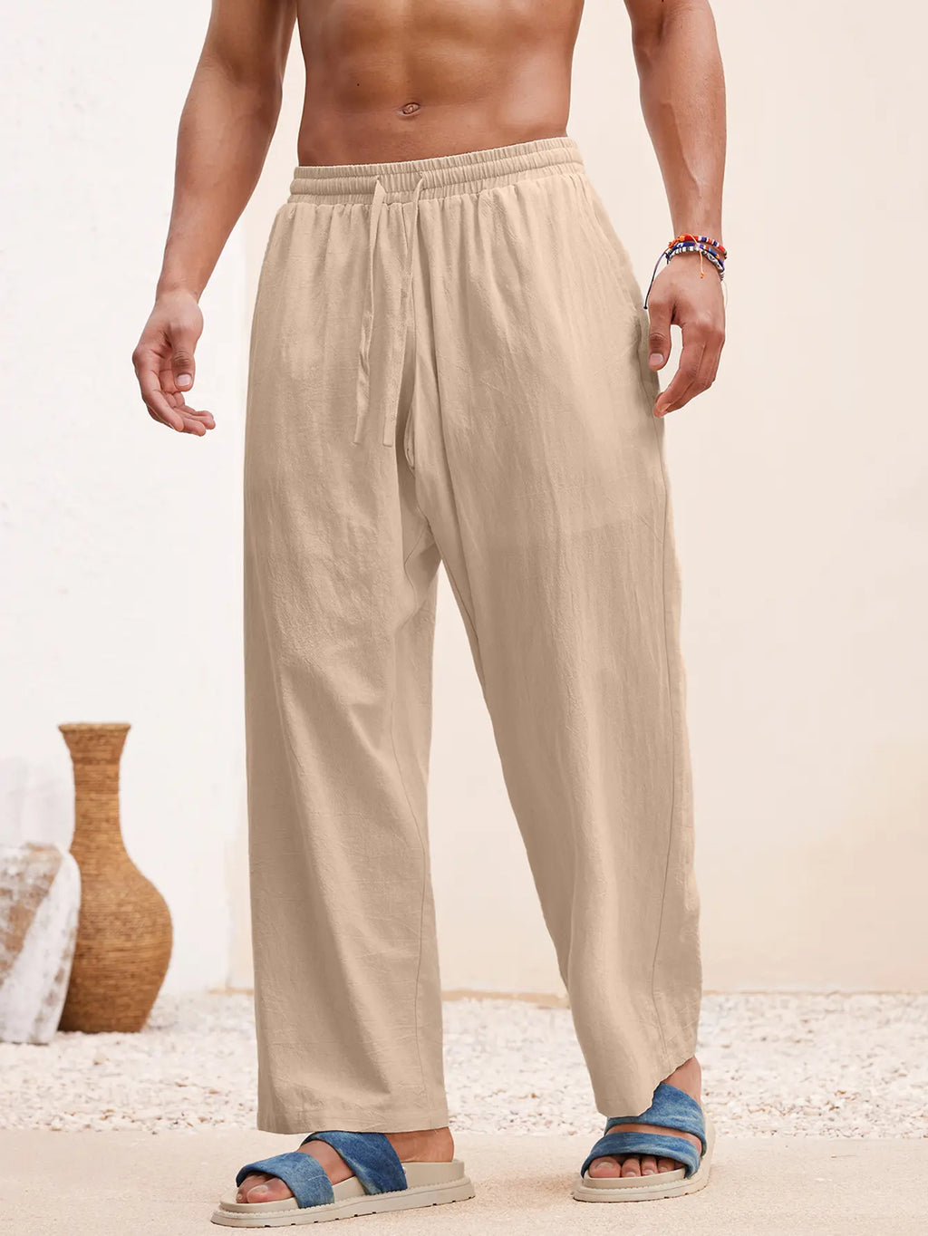 Beach Outfits Vacation Basic Woven Casual Surfing Seaside Beach Fit Linen Pants Beachwear