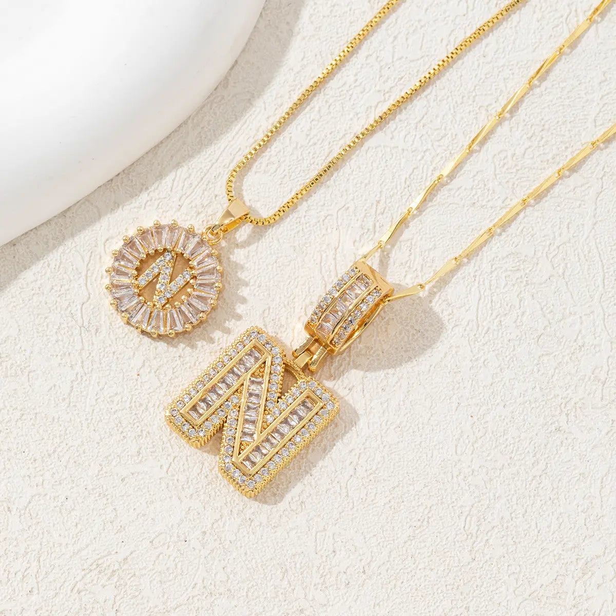 MINDEKA Jewelry 2 Pack Initial Letter Pendant Necklaces 14K Gold Plated Adjustable Chain 17-19'' for Women Valentine'S Day Anniversary Jewelry Set