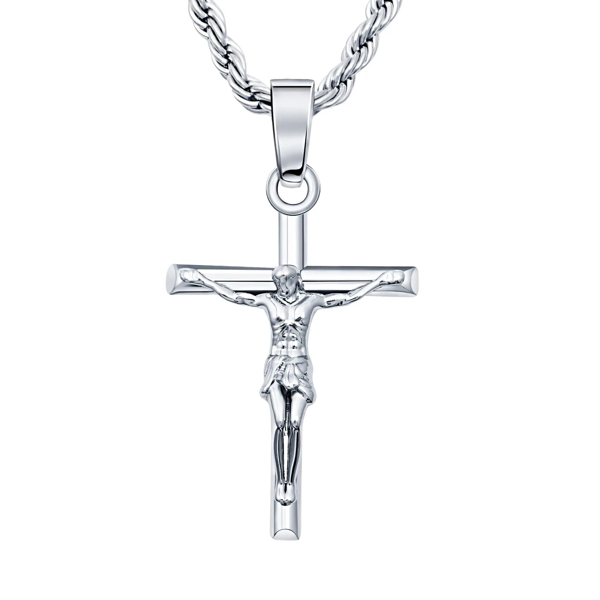 14K Gold Plated Crucifix Cross Necklace for Men and Women Cross Pendant Necklace for Boys 18-24 Inch