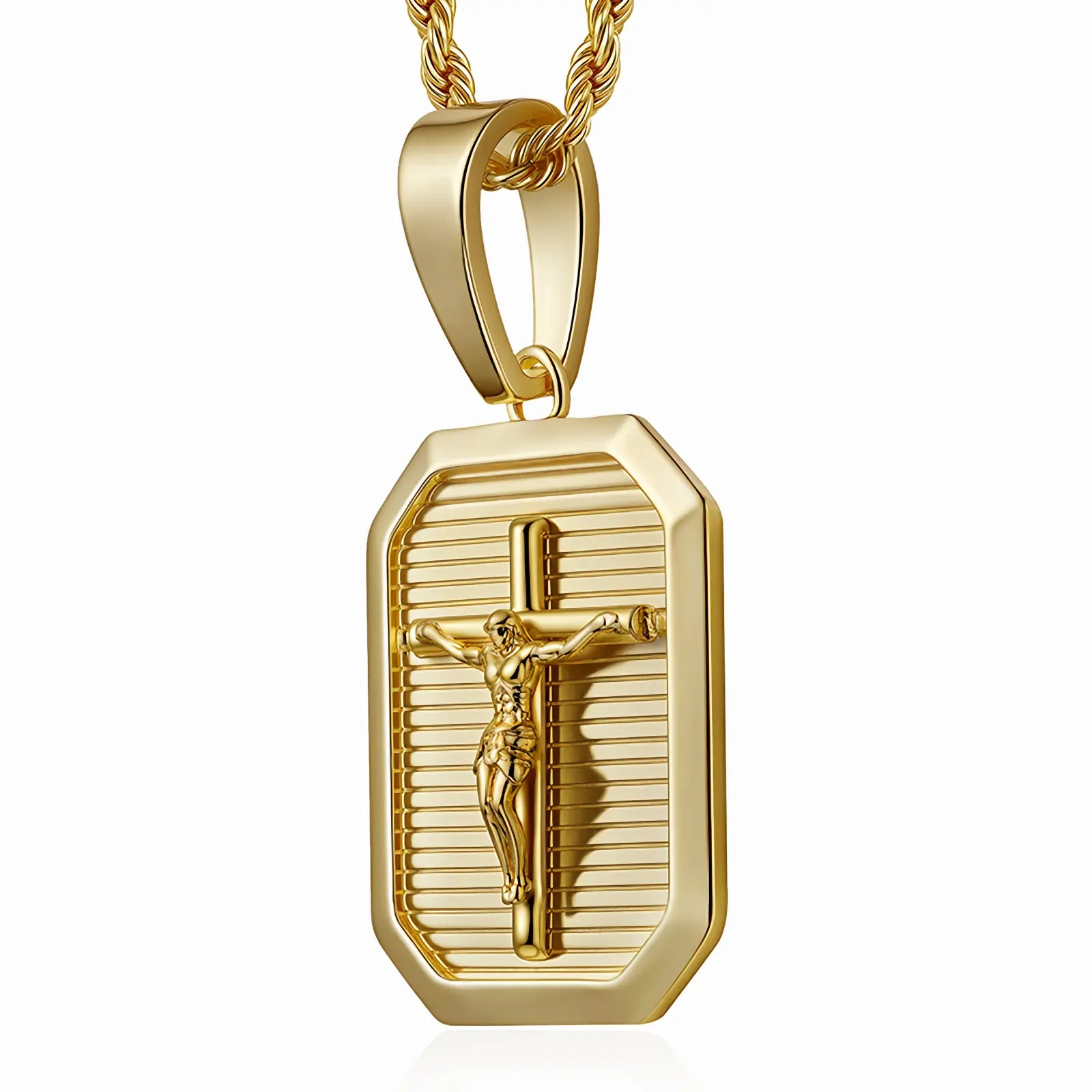 14K Gold Plated Crucifix Cross Necklace for Men and Women Cross Pendant Necklace for Boys 18-24 Inch