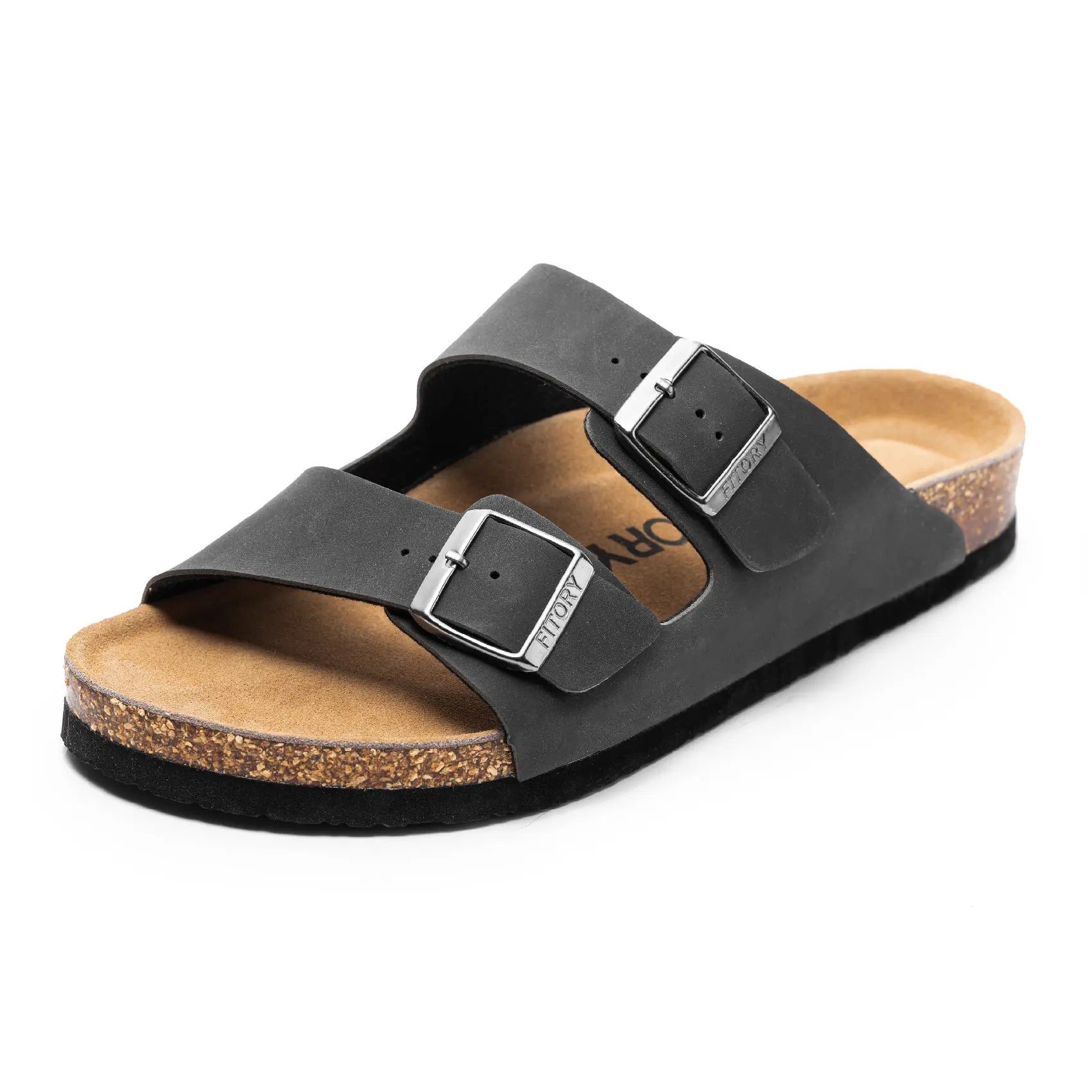 FITORY Balance I | Mens Sandals, Arch Support Slides with Adjustable Buckle Straps and Cork Footbed