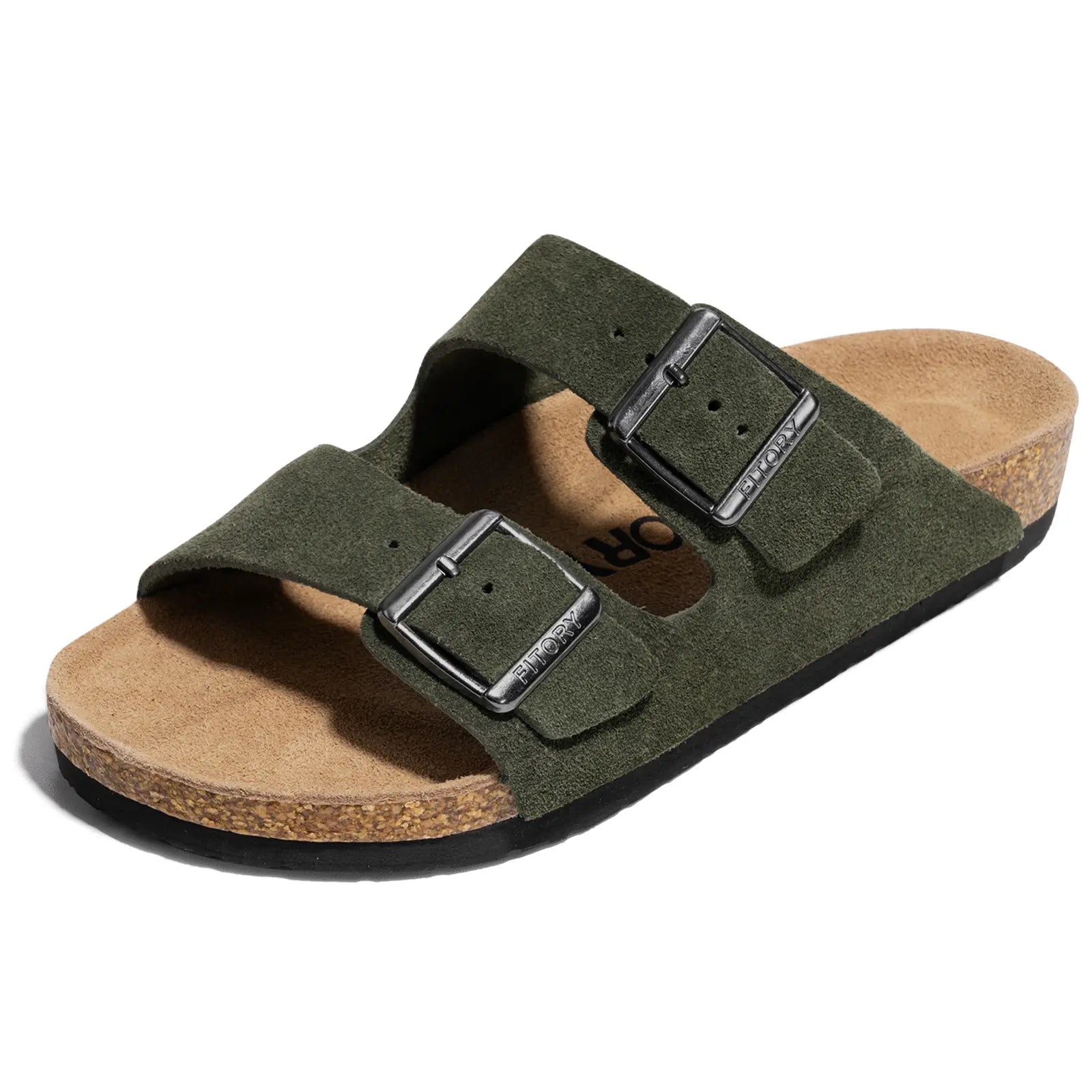 FITORY Balance I | Mens Sandals, Arch Support Slides with Adjustable Buckle Straps and Cork Footbed