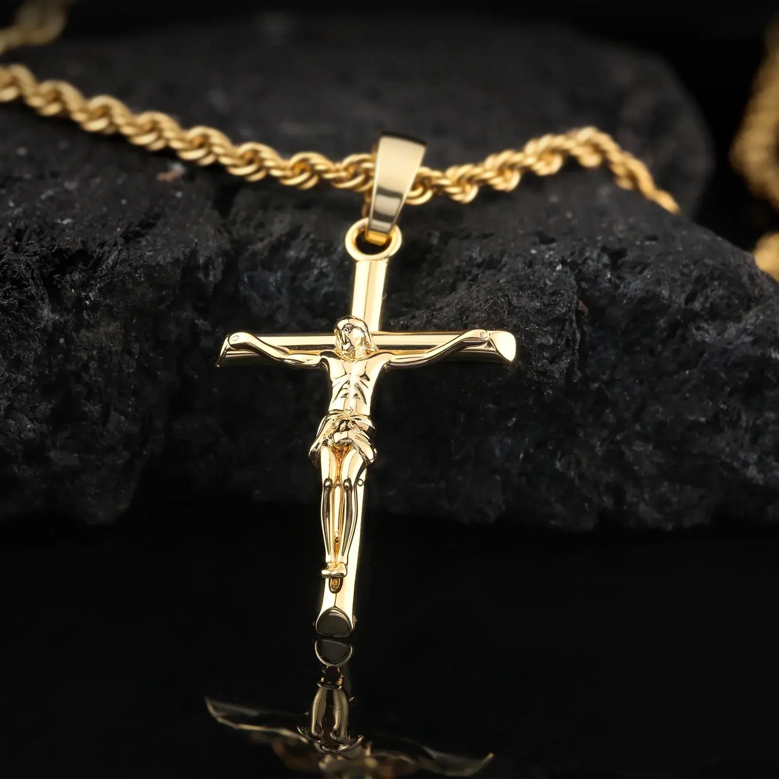 14K Gold Plated Crucifix Cross Necklace for Men and Women Cross Pendant Necklace for Boys 18-24 Inch