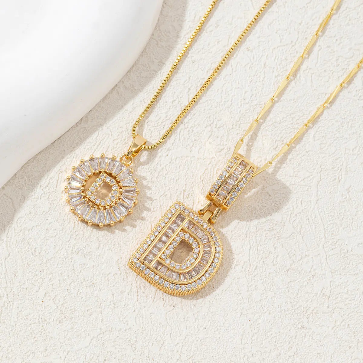 MINDEKA Jewelry 2 Pack Initial Letter Pendant Necklaces 14K Gold Plated Adjustable Chain 17-19'' for Women Valentine'S Day Anniversary Jewelry Set