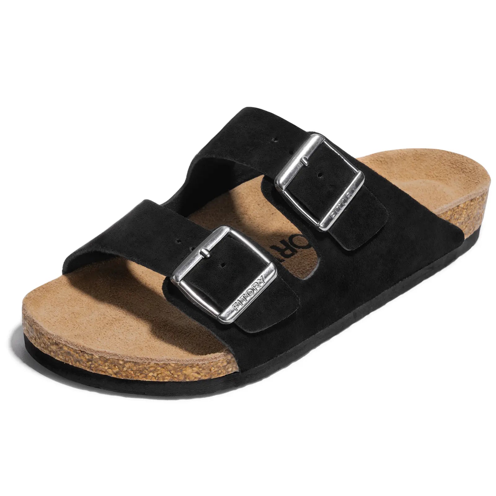 FITORY Balance I | Mens Sandals, Arch Support Slides with Adjustable Buckle Straps and Cork Footbed