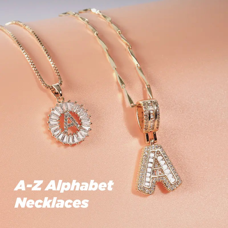 MINDEKA Jewelry 2 Pack Initial Letter Pendant Necklaces 14K Gold Plated Adjustable Chain 17-19'' for Women Valentine'S Day Anniversary Jewelry Set