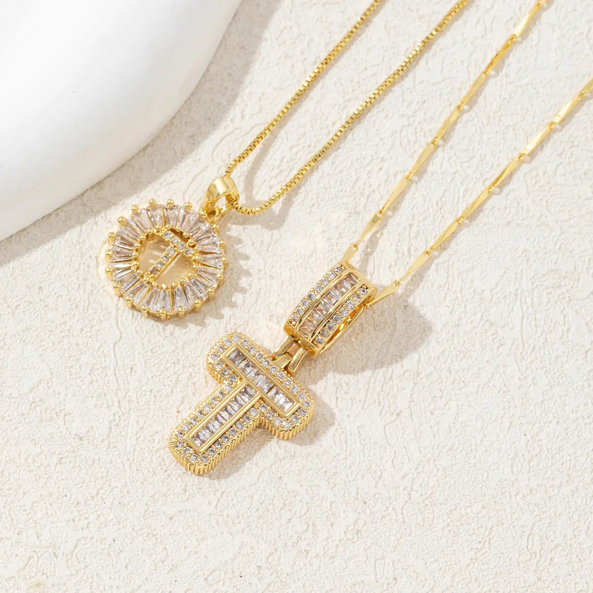MINDEKA Jewelry 2 Pack Initial Letter Pendant Necklaces 14K Gold Plated Adjustable Chain 17-19'' for Women Valentine'S Day Anniversary Jewelry Set