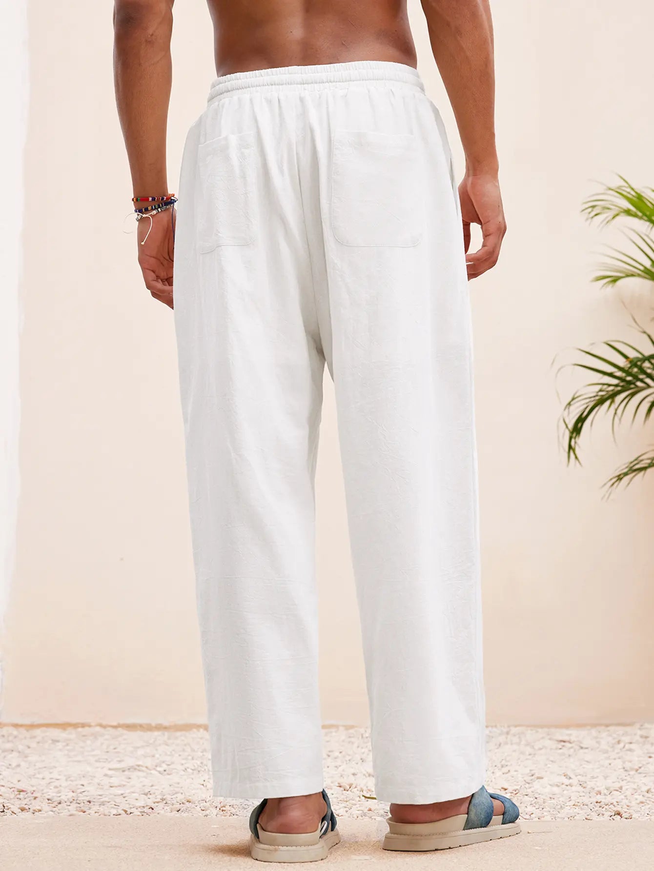Beach Outfits Vacation Basic Woven Casual Surfing Seaside Beach Fit Linen Pants Beachwear